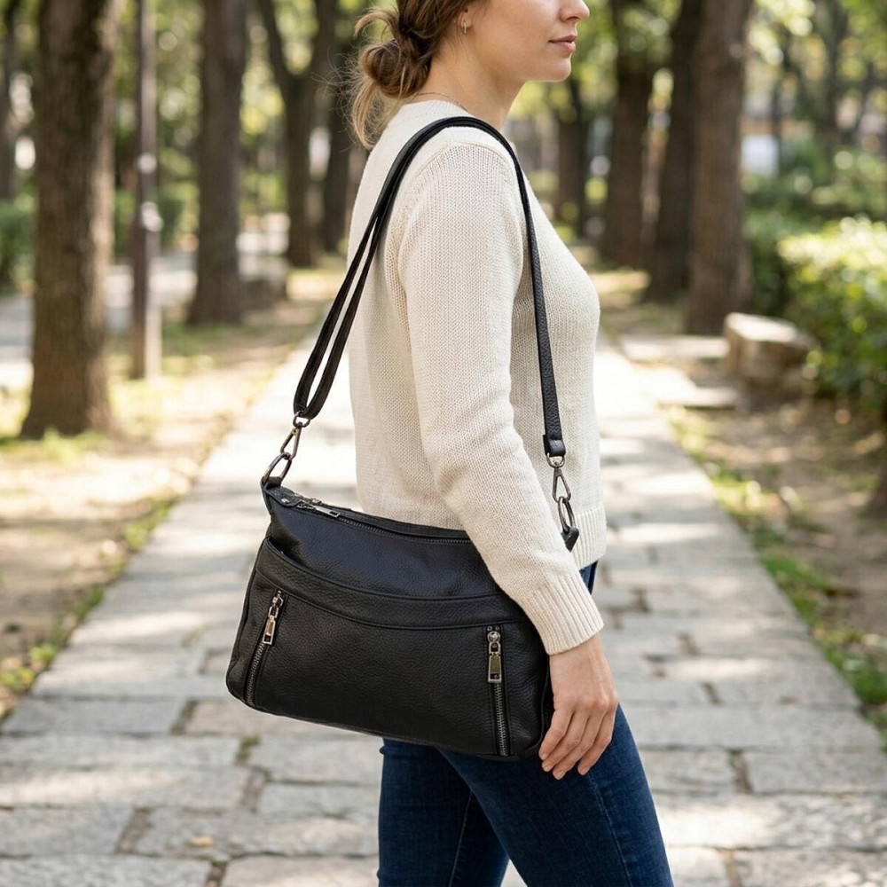 Жіноча сумка з натуральної шкіри Vintage 23011 Чорний Київ - фото 12