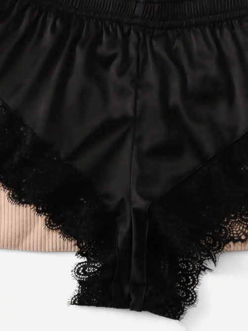 Жіночий комплект топ і шорти з мереживом Чорний S Харків - фото 4