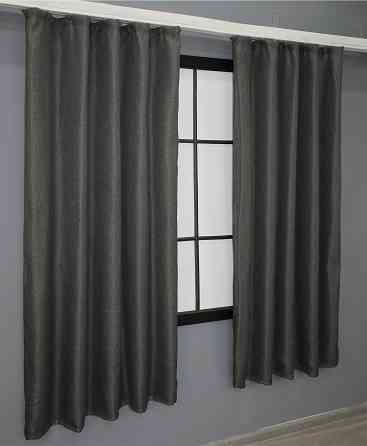 Комплект коротких штор VR-Textil Лен-блэкаут Лен Мешковина № 1220ш Серый 130х170см 2 шт (35-0076) Киев