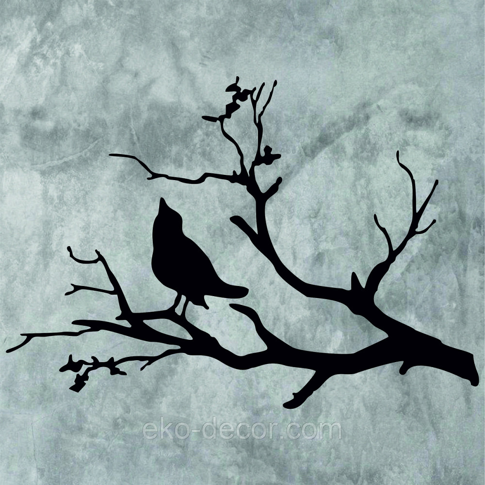 Декоративное настенное Панно «Птичка на ветке», Декор на стену 110*77 см, Черный Киев - изображение 4