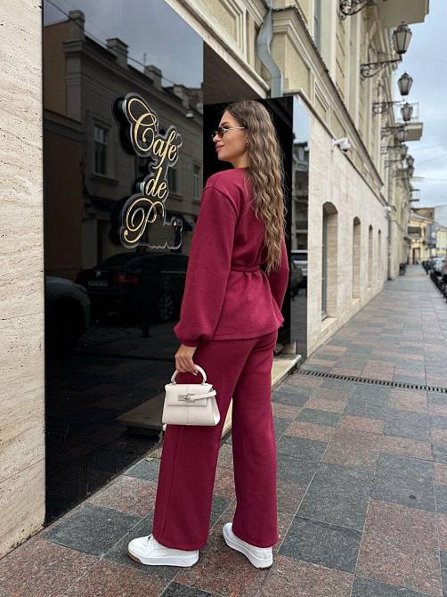 Женский теплый базовый костюм двойка из турецкой ангоры вязки Бордо, 42/44 Одесса - изображение 3