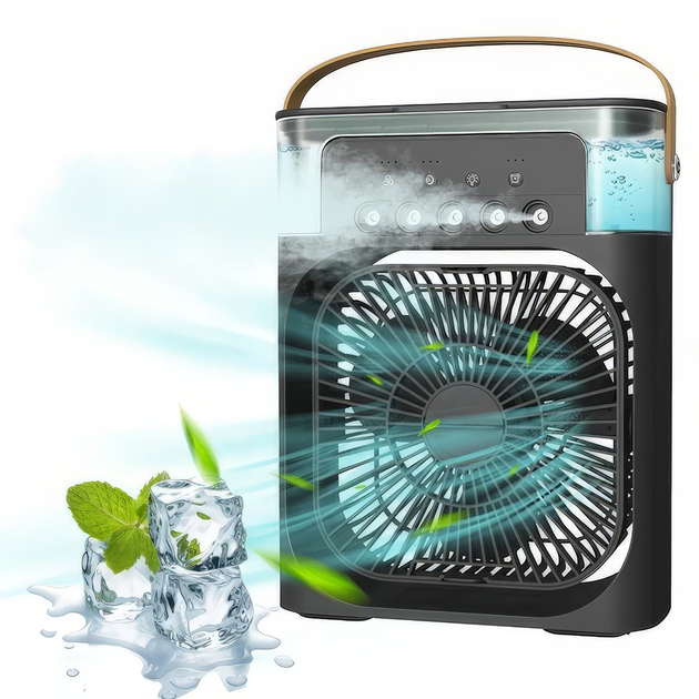Настільний вентилятор зі зволожувачем повітря 4 в 1 Air Cooler Supretto працює тільки від USB Чорний Київ - фото 1