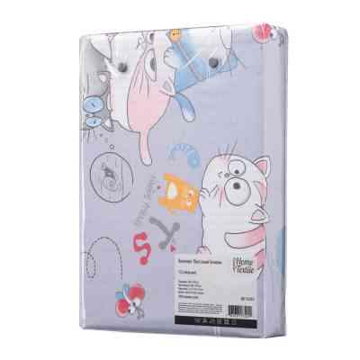 Постельное белье Ardesto Gloria сатин веселые котики, полоска полуторный евро 160х220 (ART1622FC) Винница