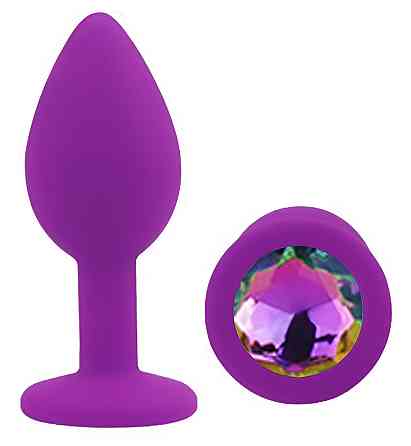 Силіконова анальна пробка EGZO - Silicone Purple Round Plug Rainbow, size S Sex Aura Київ