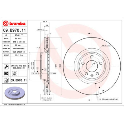 Тормозной диск Brembo 09.B970.11 Винница - изображение 1