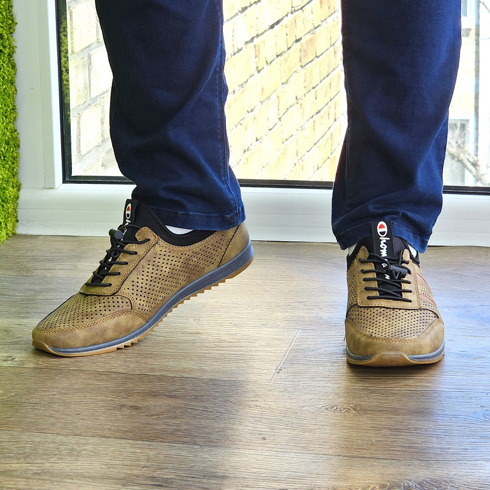 Чоловічі мокасини Літні Бежеві Туфлі Сіточка Коричневі Світлі (розміри: 40,41,42,43,44,45) - 216-3 Дніпро - фото 9