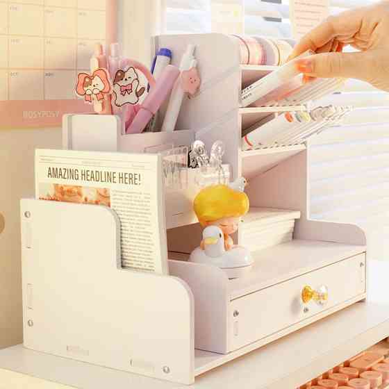 Органайзер настольный для канцелярии, маркеров и карандашей с тумбочкой White Винница