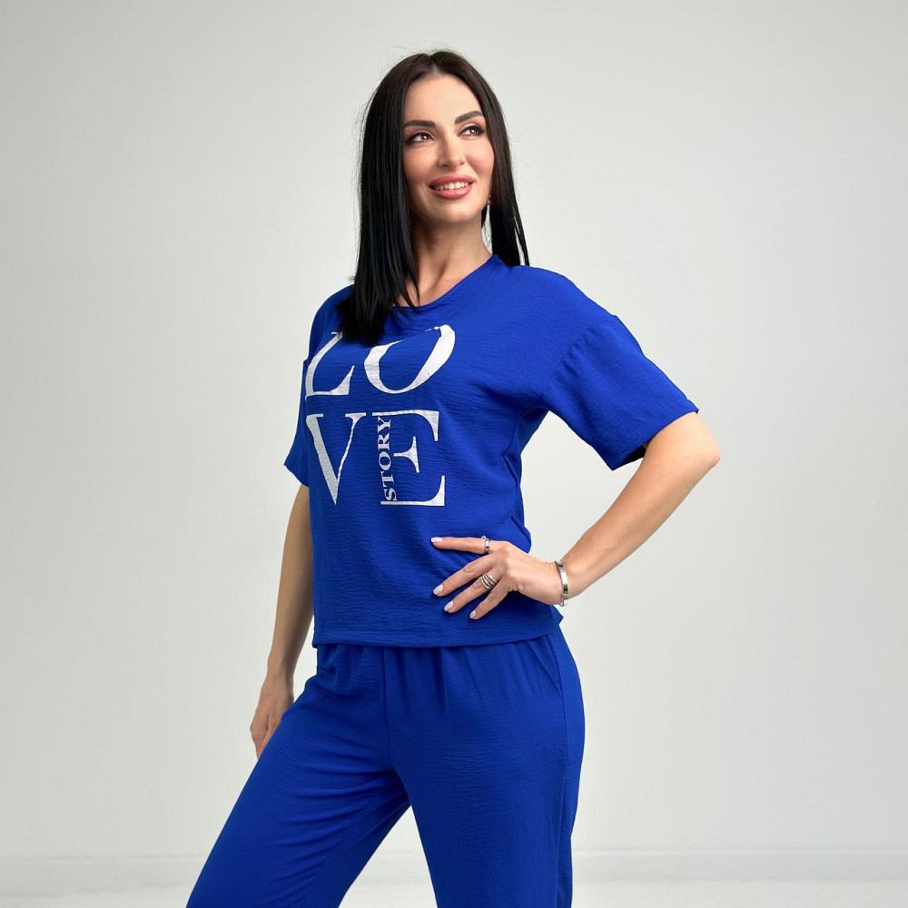 Літній костюм з широкими штанами "Love story" оптом | Распродажа модели Київ - фото 10