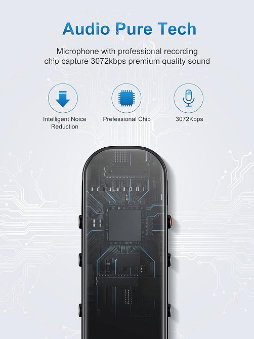 Диктофон Jolike 32GB - голосовая активация 3072 Кбит/с перезаряжаемое устройство записи с USB-C Днепр - изображение 4