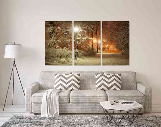 Модульная картина в гостиную / спальню  Зимній вечір    ART-292_3A 70х130 см Киев