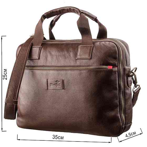 Мужская кожаная сумка под ноутбук на 2 отделения SHVIGEL 19107 Коричневая Киев