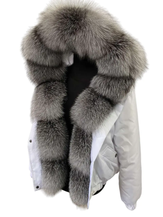 Бомбер женский с мехом блюфрост Белый 48 Харьков