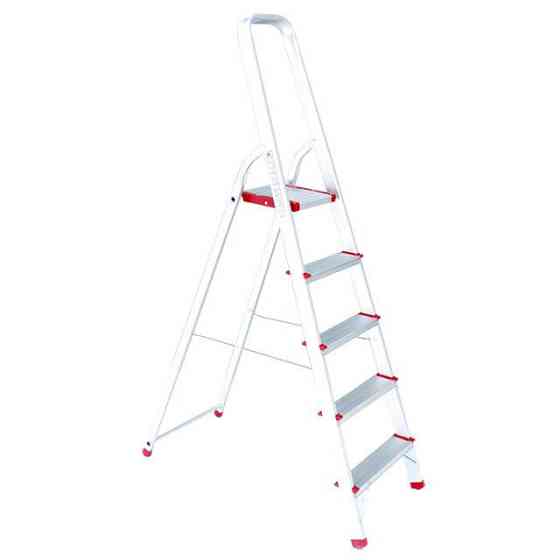 Драбина алюмінієва, 5 сходинок, висота: 1565 мм, висота до платформи: 1065 мм, 150 кг INTERTOOL LT-1005 Київ