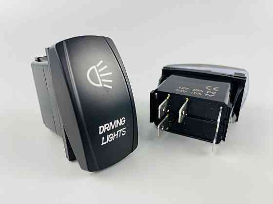 Клавіша вимикач ON-OFF, 5 ніжок, синя підсвітка, малюнок — фара додатковий. Мукачево