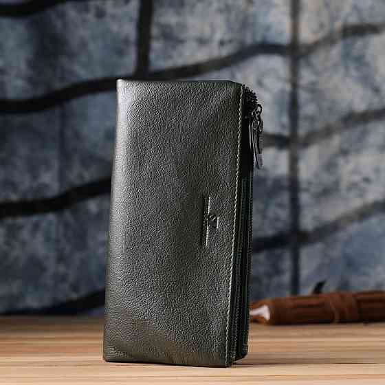 Красивый кожаный кошелек на три отделения ST Leather 23110 Зеленый Киев