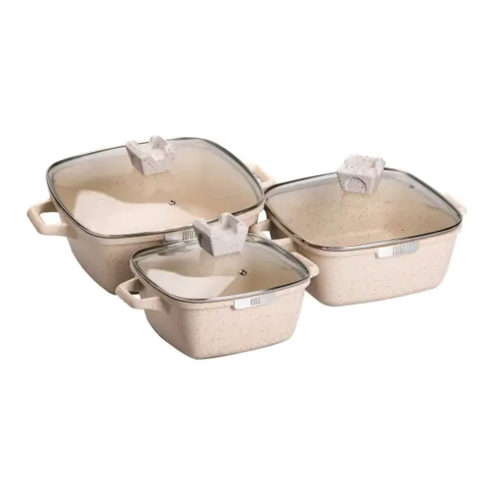 MGC Набір з 3 квадратних каструль, 20, 24, 28 см, алюміній, товсте дно MGC HP-4-403 Київ - фото 1