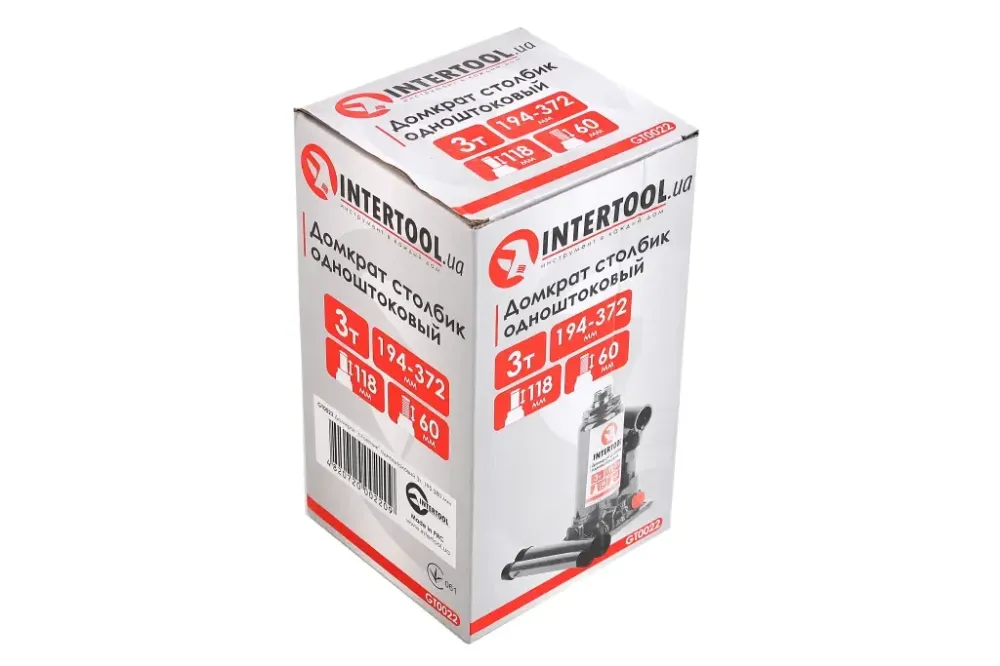 Домкрат гідравлічний 3 т 194-372м Intertool з передохром. Вінниця - фото 3