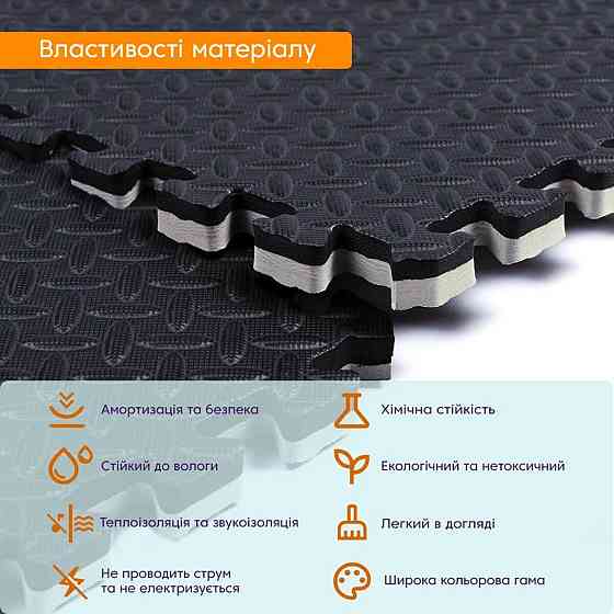 Напольное двустороннее покрытие GREY та BLACK 60*60cm*2cm (D) SW-00001843 Днепр