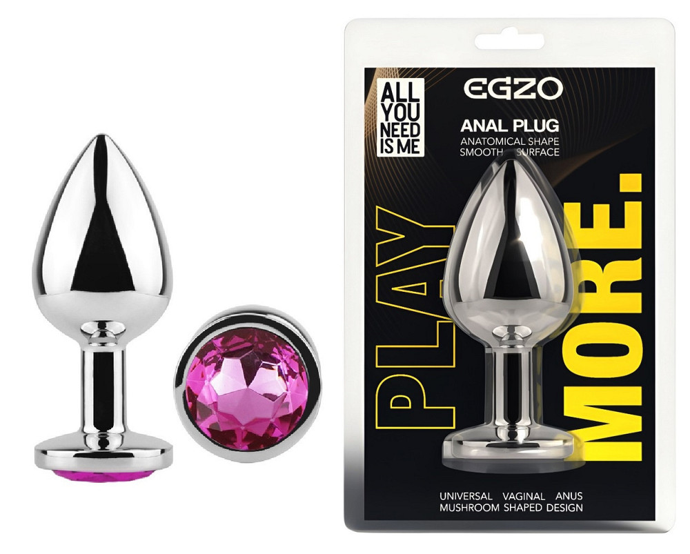 Анальна пробка з кристалом EGZO - Silver Round Plug Rose size S Sex Aura Київ - фото 1