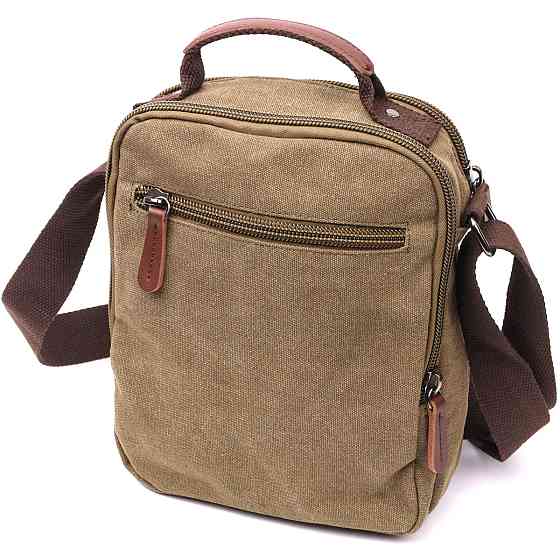 Містка вертикальна сумка для чоловіків із текстилю Vintage 22238 Оливковий Київ