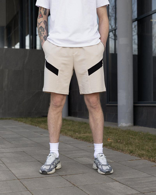 Бежевые летние шорты для мужчин. Повседневные шорты мужские Pobedov Hype Киев - изображение 1