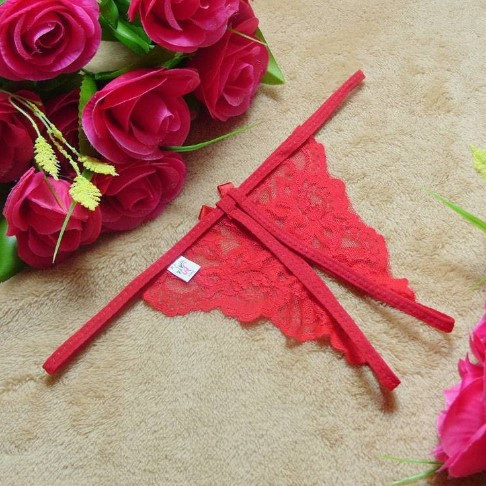 Еротичні червоні трусики жіночі з розрізом - розмір універсальний, (на резинці, тягнуться) Київ - фото 2