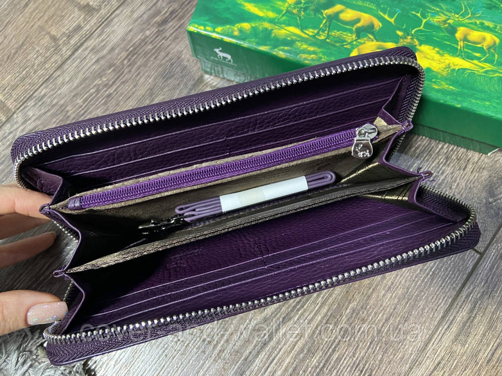 Жіночий фіолетовий гаманець-клатч із натуральної шкіри на змійці Marco Coverna MC 6054-11 Київ - фото 10