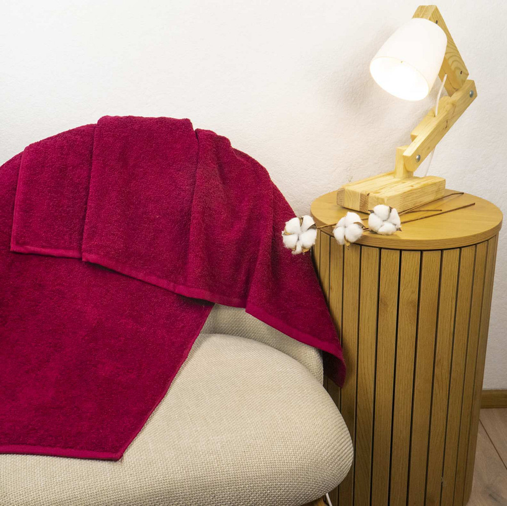 Большое банное полотенце махровое GM Textile 100х150см 400г/м2 (Бордовый) Сумы - изображение 5