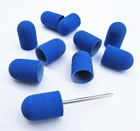 Набор Колпачки педикюрные на пластиковой основе 150 гритт синие 10 шт плюс основа держатель. Киев - изображение 2