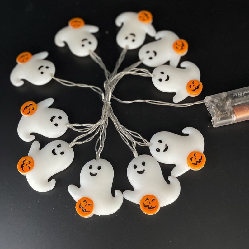 Гірлянда Хелловін Привиди з гарбузами 150 см 10 led 6 на 6 см білий Київ - фото 5