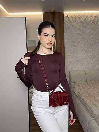 Жіночий базовий боді з довгим рукавом мікродайвінг. Бордовий, 46/48 Одеса