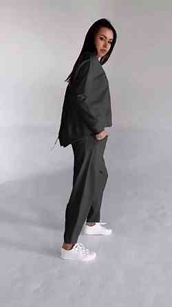 Жіночий повсякденний прогулянковий костюм двонитка Чорний, 48/52 Одеса