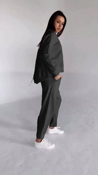 Жіночий повсякденний прогулянковий костюм двонитка Чорний, 48/52 Одеса - фото 2