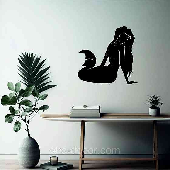 Декоративне настінне 3D Панно «Русалонька» Декор на стіну з об'ємом 70*67 см, Чорний Київ