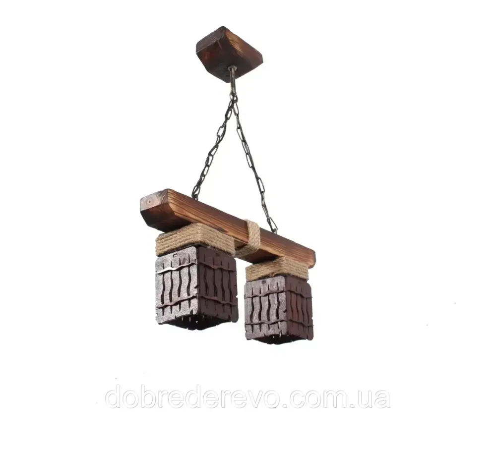 Люстра підвісна балка на 2 плафона в стилі кантрі Вижниця - фото 1