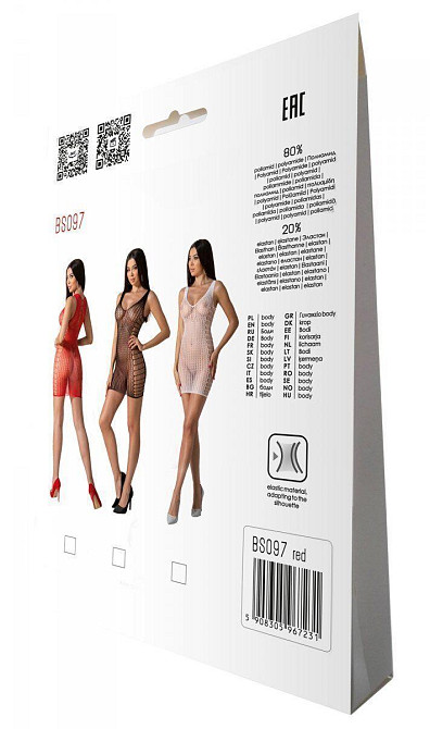 Мінісукня з вертикальним візерунком Passion BS097 One Size, red, плетіння з боків Sex Aura Київ - фото 8