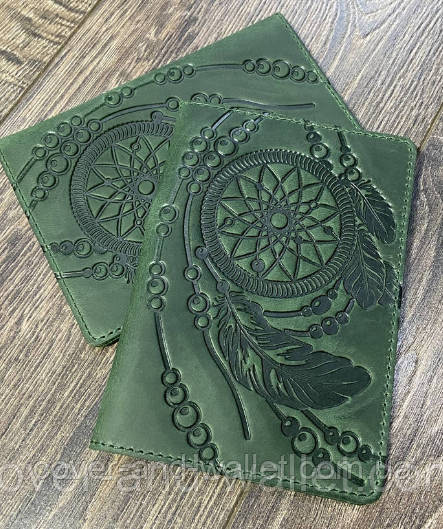 Вінтажна шкіряна обкладинка на паспорт з тисненням Ловця Снов (dreamcatcher) SHVIGEL Київ - фото 2