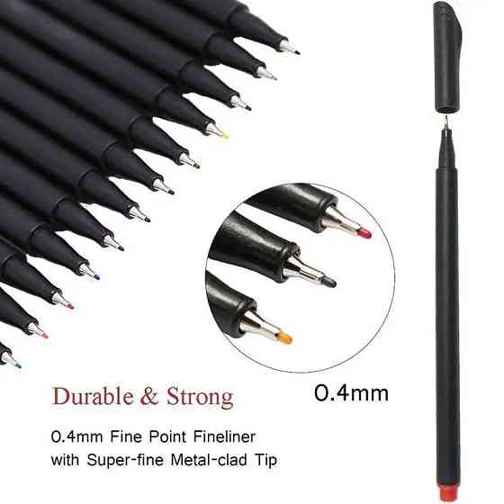 Набір різнокольорових лінерів Fineliner Color 12 кольорів, професійний набір лінерів для скетчів та малювання! Кам'янець-Подільський