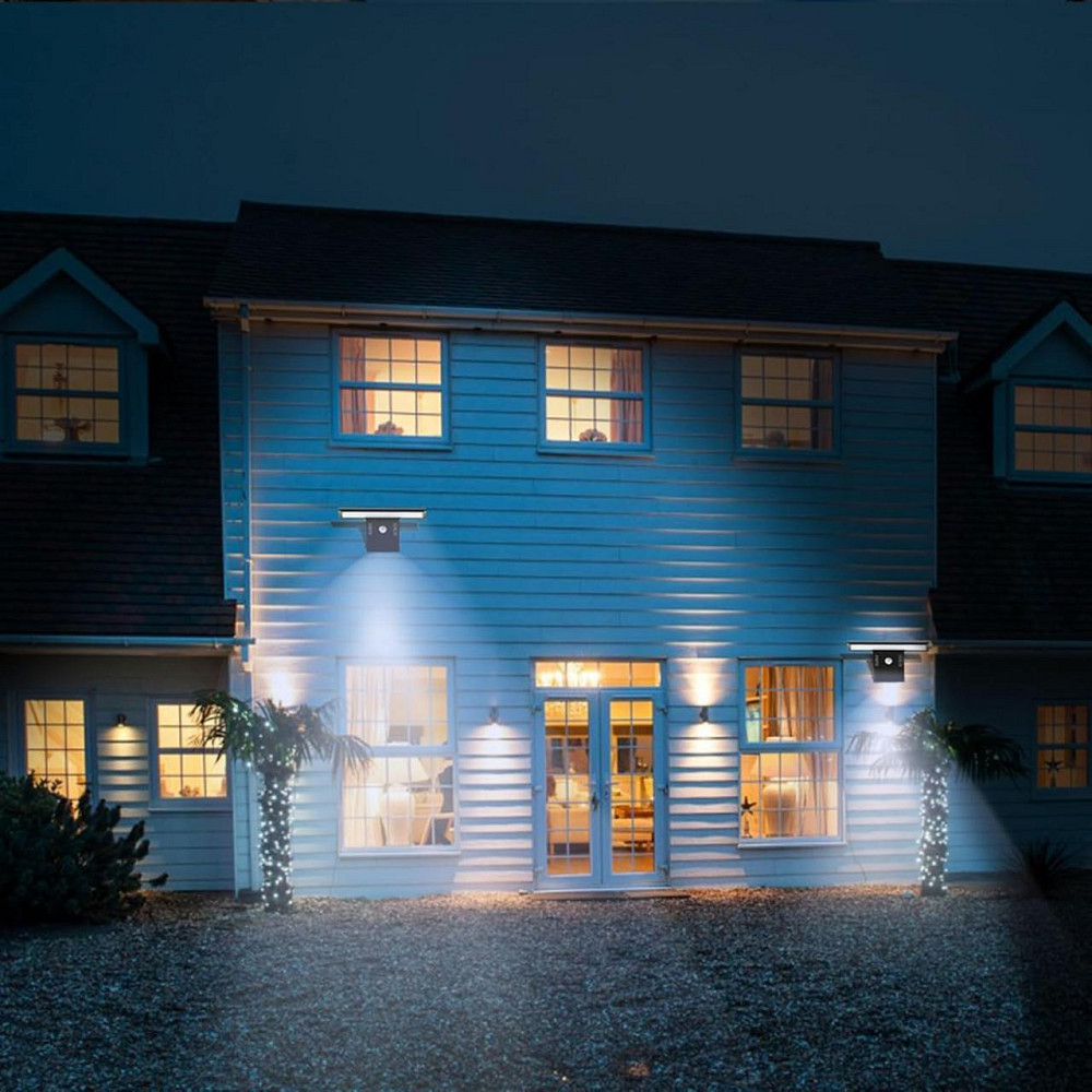 Сонячний світильник JESLED 90 LED з датчиком руху, акумулятор 2600 мАг, IP65, чорний, для подвір’я, фасаду, вулиці Київ - фото 5