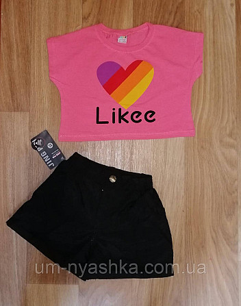 Костюм лайки топ и шорты подростковый розовый костюм Likee 140 Кривой Рог - изображение 1
