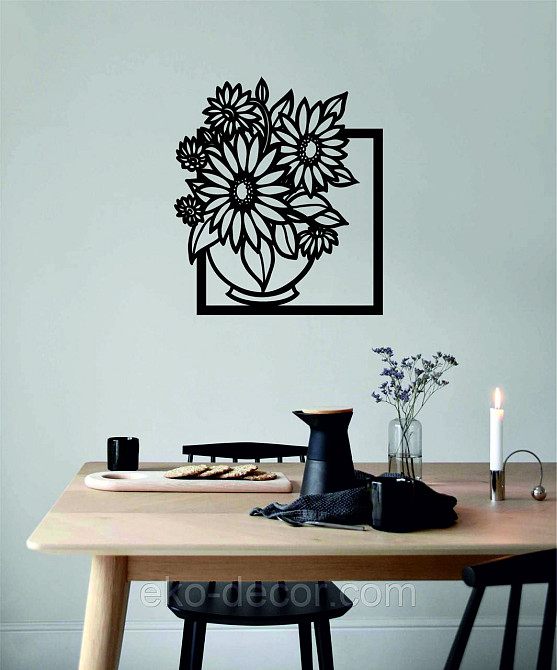 Декоративное настенное Панно «Букет цветов», Декор на стену 110*96 см, Черный Киев - изображение 4