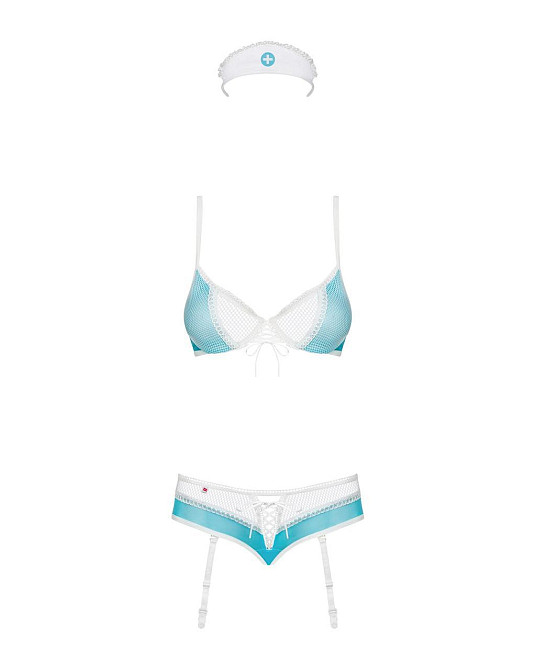 Эротический костюм медсестры Obsessive 834-CST-6 L/XL, бело-голубой Sex Aura Киев - изображение 5