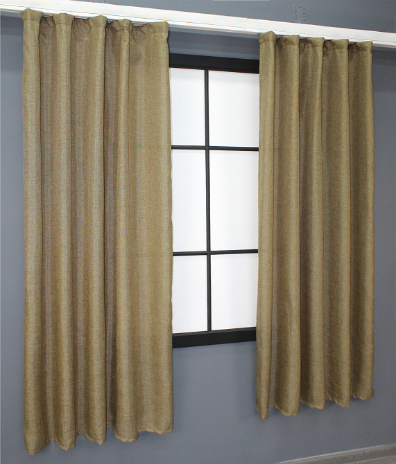Комплект штор коротких VR-Textil Льон Мішковина № 673ш Капучино 130х170 см 2 шт (35-0016) Київ - фото 3