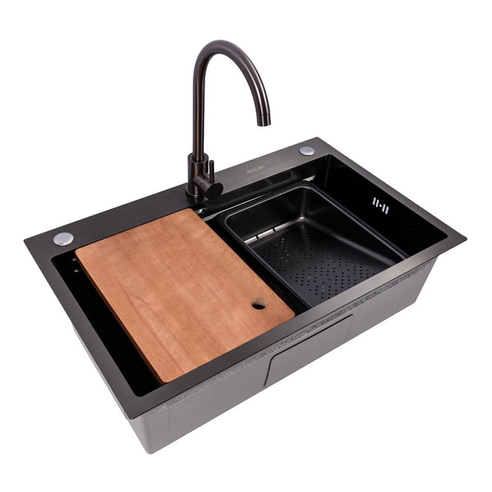 CM 75*46B Кухонна мийка PVD чорна (Work station) Valeso Handmade Коломыя - изображение 1