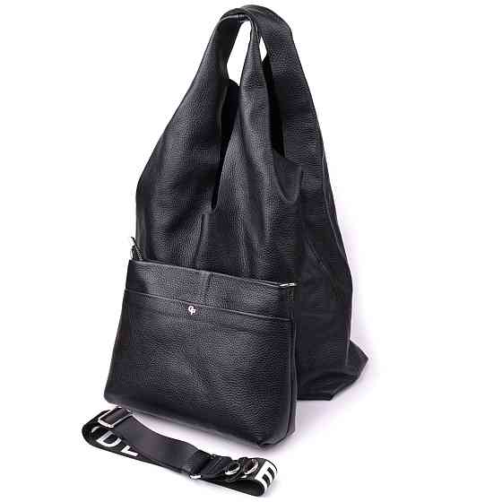 Жіночий шоппер 2 в 1 із натуральної шкіри GRANDE PELLE 22881 Чорний Київ