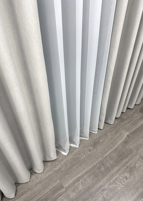 Двусторонняя шторная ткань блэкаут с льняной фактурой, коллекция “Scandi” цвет пепельный 1898ш Киев - изображение 7