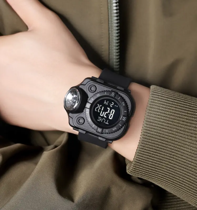 Чоловічий наручний годинник з ліхтарем Skmei 2187 Чорний з чорним циферблатом Вінниця - фото 10