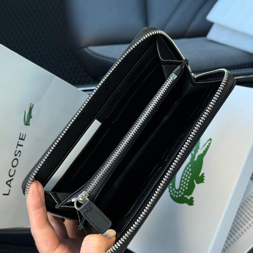 Мужской брендовый кошелек Lacoste (А7) черный Киев - изображение 4