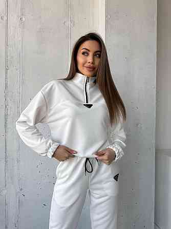 Жіночий повсякденний костюм-двійка: кофта та штани двохнитка-петля Молочний, 48 Одеса