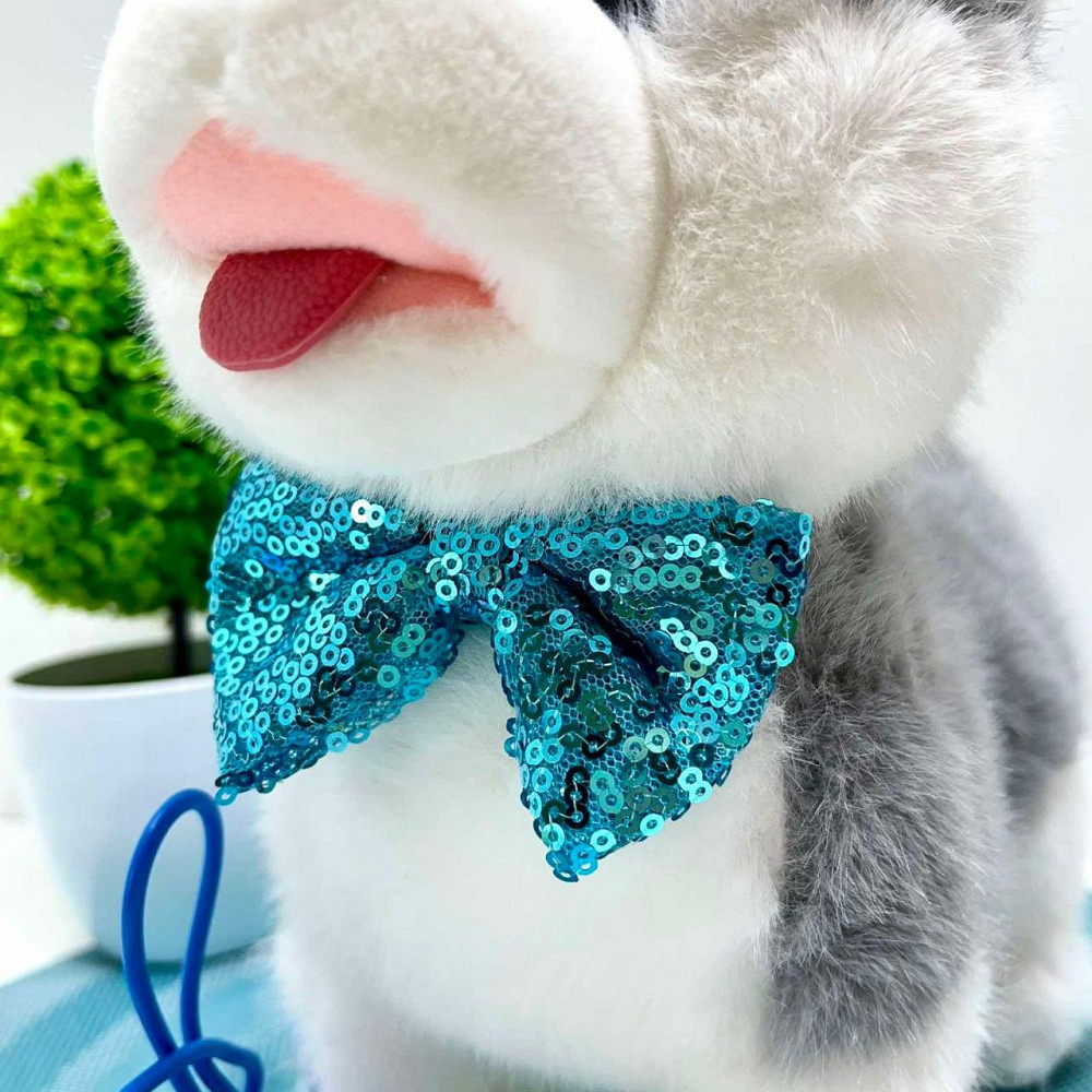 Собачка інтерактивна на повідку ходить махає хвостиком повторюшка 24см Сіра (933-157E) Чернигов - изображение 2